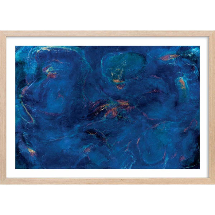 Poster déluge Affiche + cadre en bois - Chêne