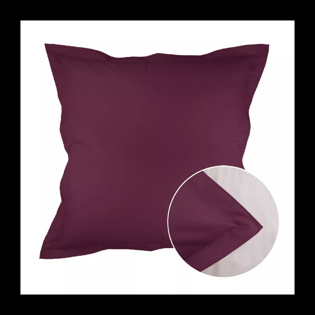 Taie d'oreiller percale de coton uni violet Olana raisin