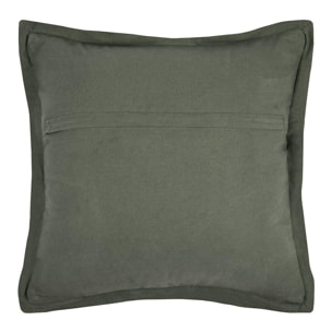 Coussin carré uni en gaze de coton surpiquée - Kaki