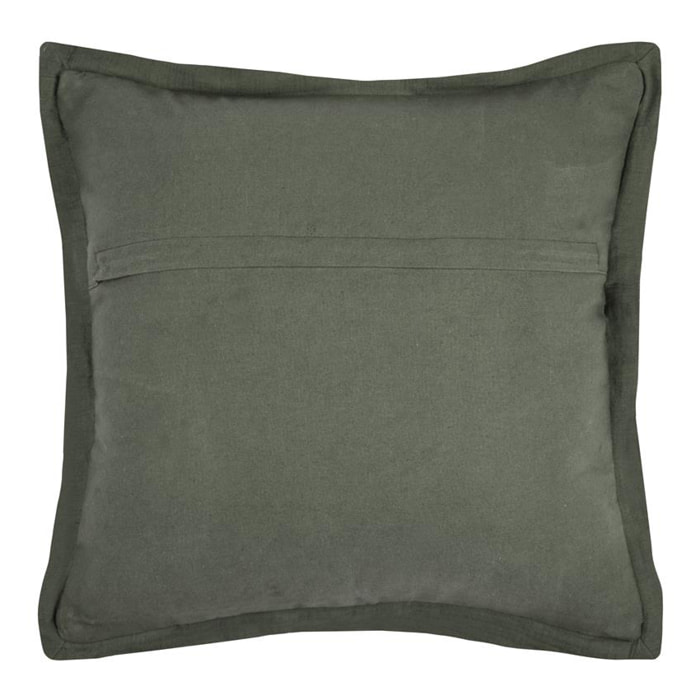 Coussin carré uni en gaze de coton surpiquée - Kaki