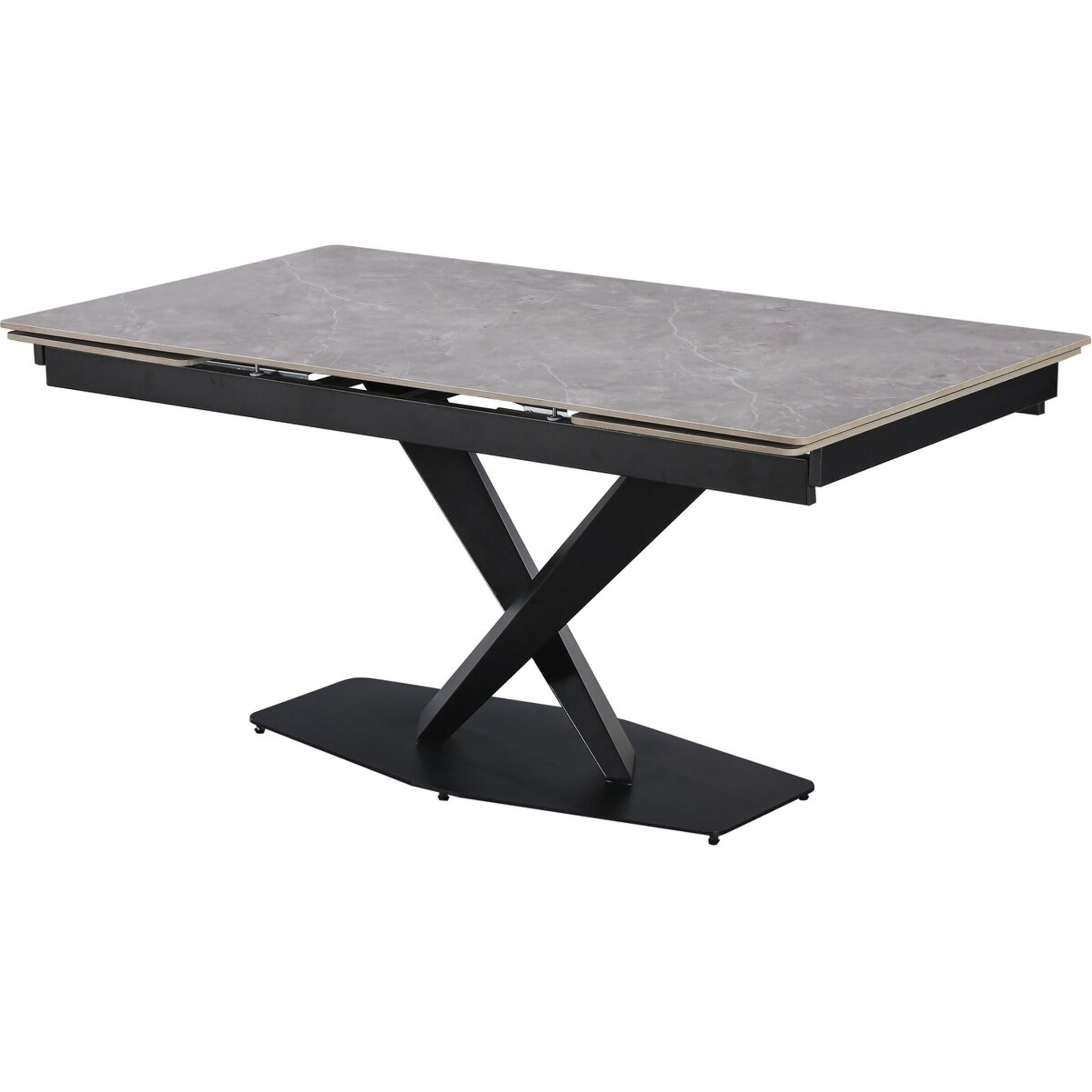 Table à manger extensible en céramique 6 à 10 personnes  "Silence" - Blanc marbré gold