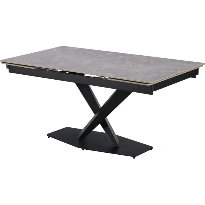 Table à manger extensible en céramique 6 à 10 personnes  "Silence" - Blanc marbré gold
