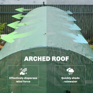 Serre tunnel de jardin 18 m² porte 12 fenêtres enroulables acier PE vert