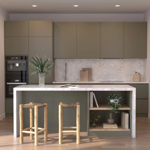 Tabouret pour îlot central 65 cm en jonc de mer et teck - Jovan