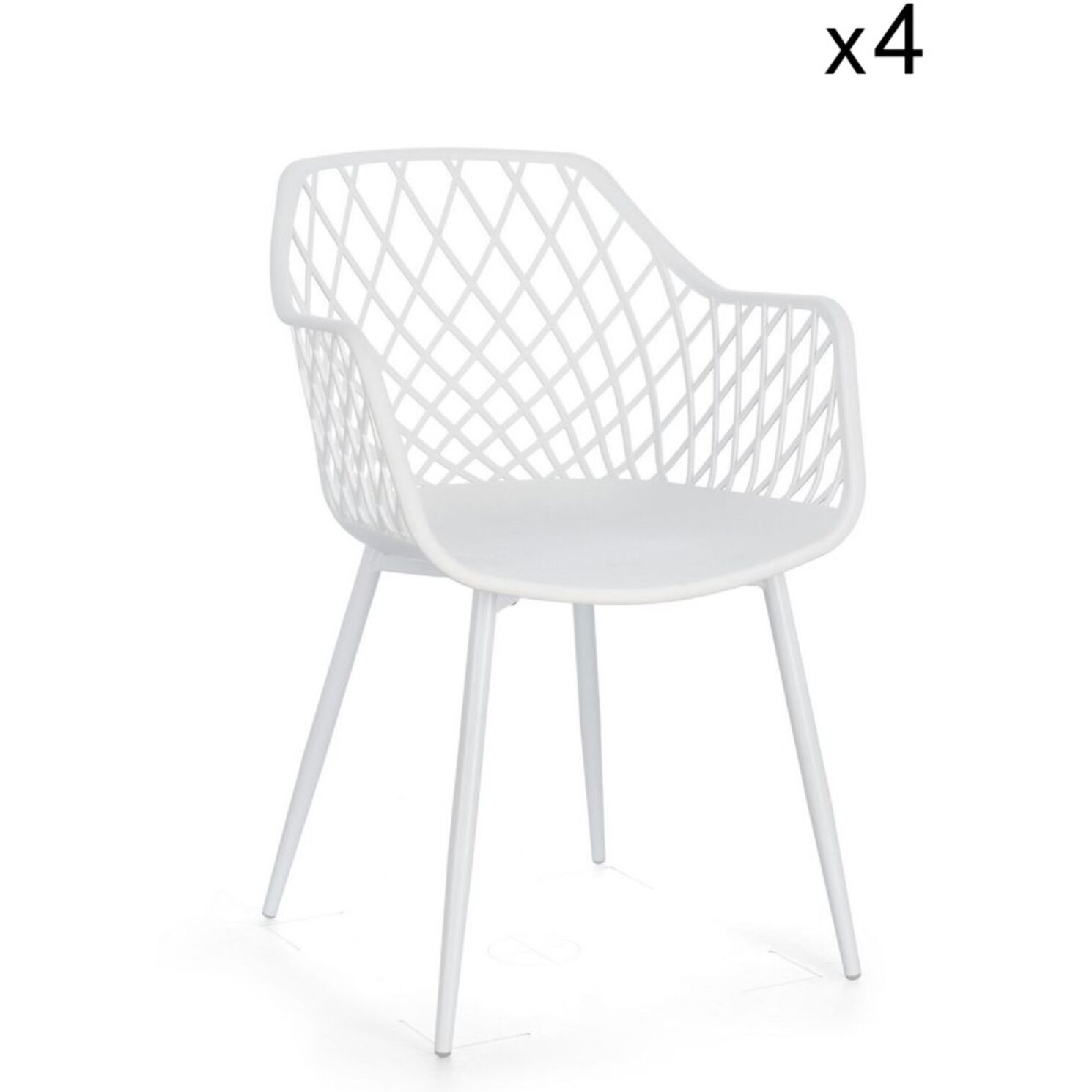 Set di sedie OPTIK in polipropilene e acciaio bianco