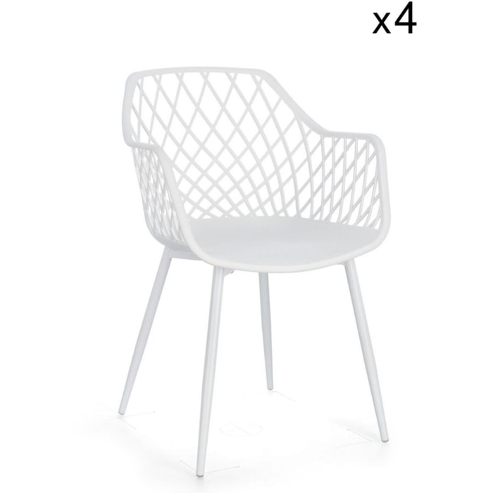 Set di sedie OPTIK in polipropilene e acciaio bianco