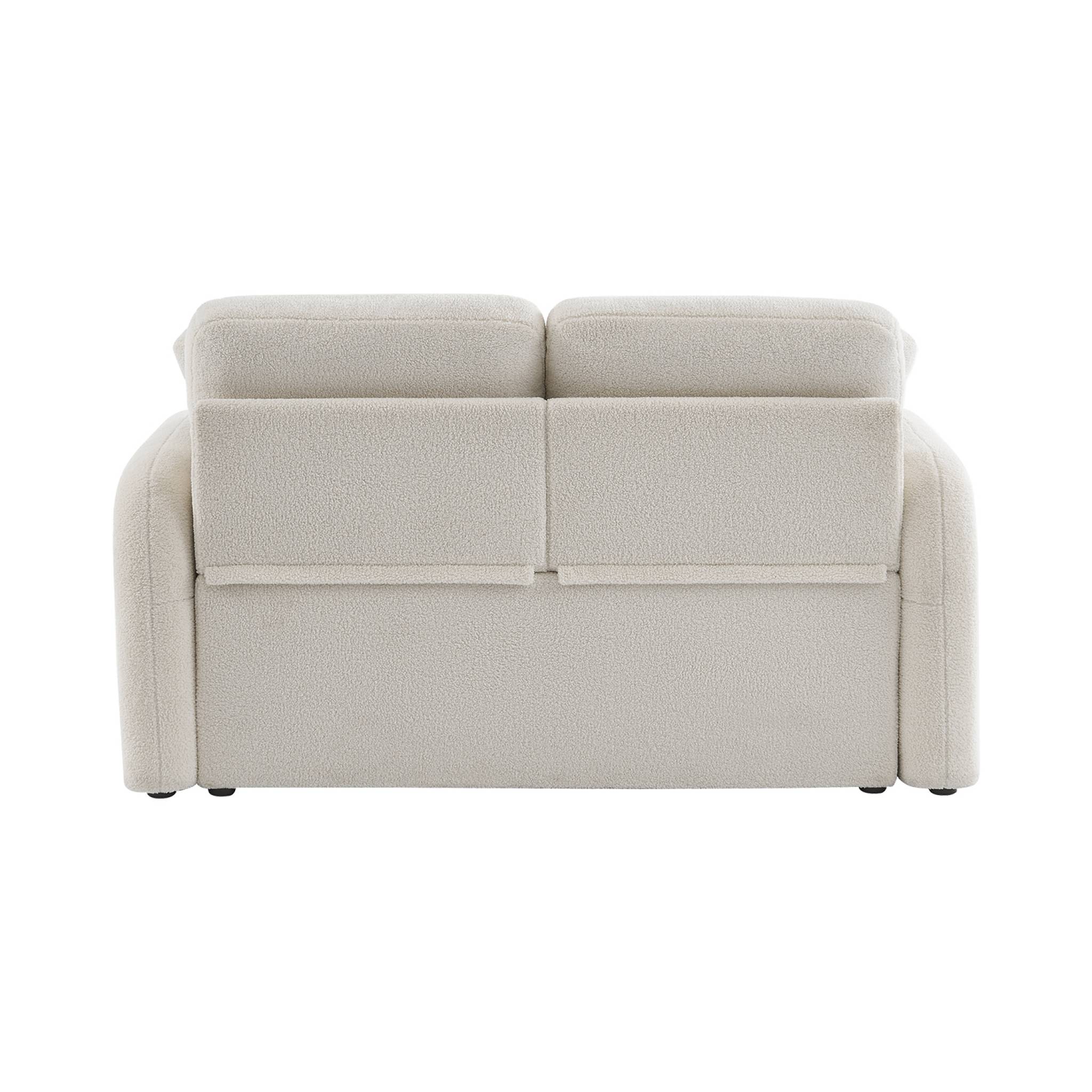 Canapé 2 places cosy rond. tissu bouclettes blanches. Milano. L 150 x P 85 x H 85cm