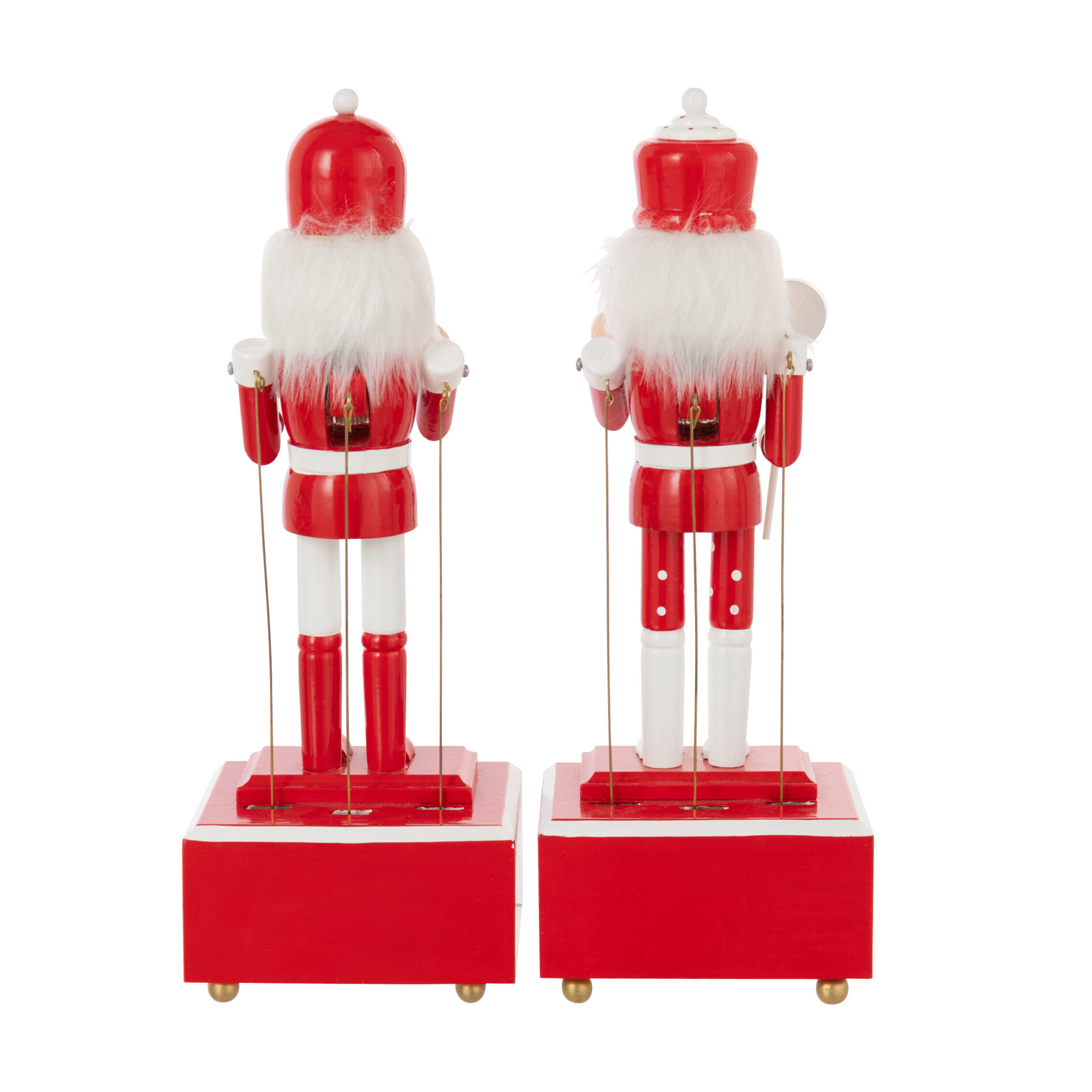 J-Line décoration Casse-Noisette Musique - bois de pin - rouge/blanc - 2 pièces