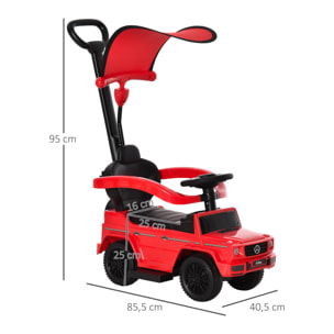 Correpasillos para Niños con Licencia Mercedes G350 Coche Correpasillos para Niños de 1-3 Años con Bocina Capota Extraíble y Barandilla Carga 25 kg 85,5x40,5x95 cm Rojo