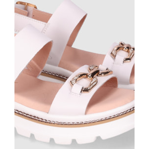Sandalias de Piel - Blanco - Tacón: 4 cm