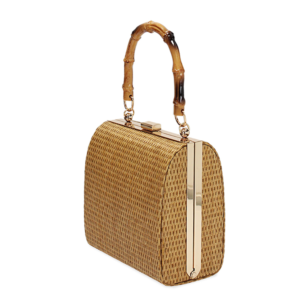Mini bag donna camel in raffia