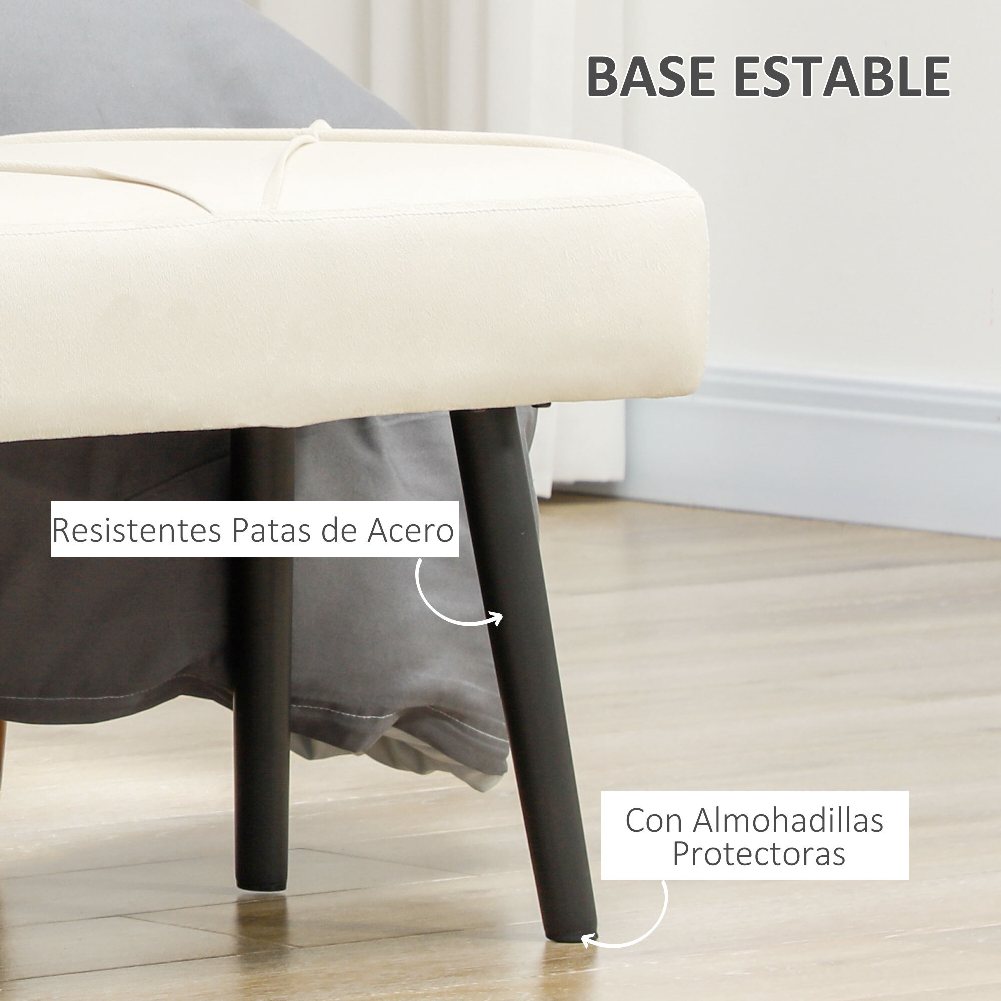 Taburete Pie de Cama Multifuncional, Banco Pie de Cama Moderno, Banco Dormitorio con Asiento Acolchado y Patas de Acero, Carga 120 kg, para Entrada, Pasillo, Salón, 100x36x45 cm, Blanco Crema