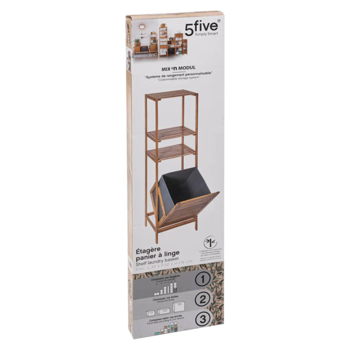 Étagère colonne avec panier à linge "Mix N' Modul" bambou