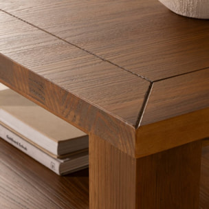Table basse Tulum -bois massif d'araucaria-couleur noyer 130 x 45 x 80 cm