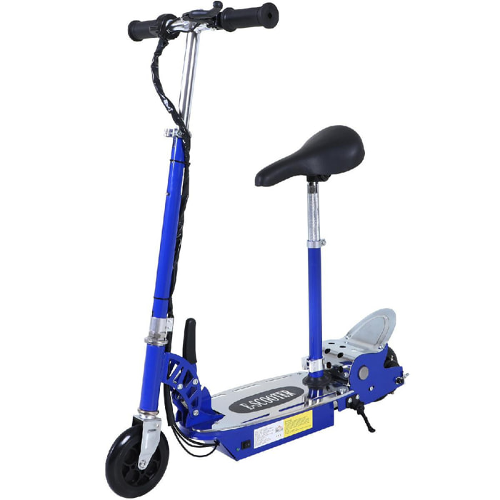 Trottinette électrique 120 W pliable pour enfant de 7 à 12 ans hauteur guidon et selle réglable 10 Km/h max. bleu