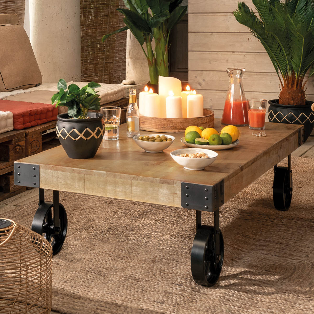 Table basse "Silas" - métal & bois de manguier