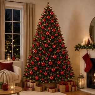 Set de 64 bolas de navidad rojas en 4 tamaños (22x ø4, 14x ø5, 18x ø6 y 10x ø8 cm) en acabado brillante