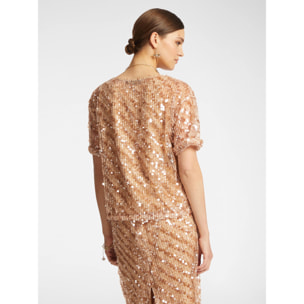 Elena Mirò - Blusa in paillettes - Beige / Lavanda