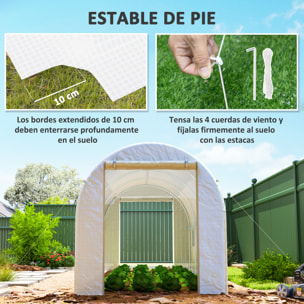 Invernadero de Túnel 500x200x205 cm Invernadero de Jardín con Puerta Enrollable y 8 Ventanas Cubierta PE 140 g/m² Marco de Metal para Cultivo Plantas Verduras Blanco