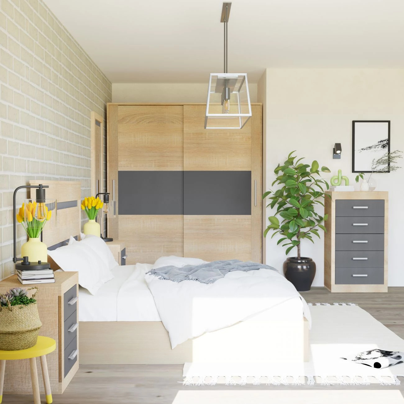 Dormitorio Kira 5C Plus Cambria - Grafito