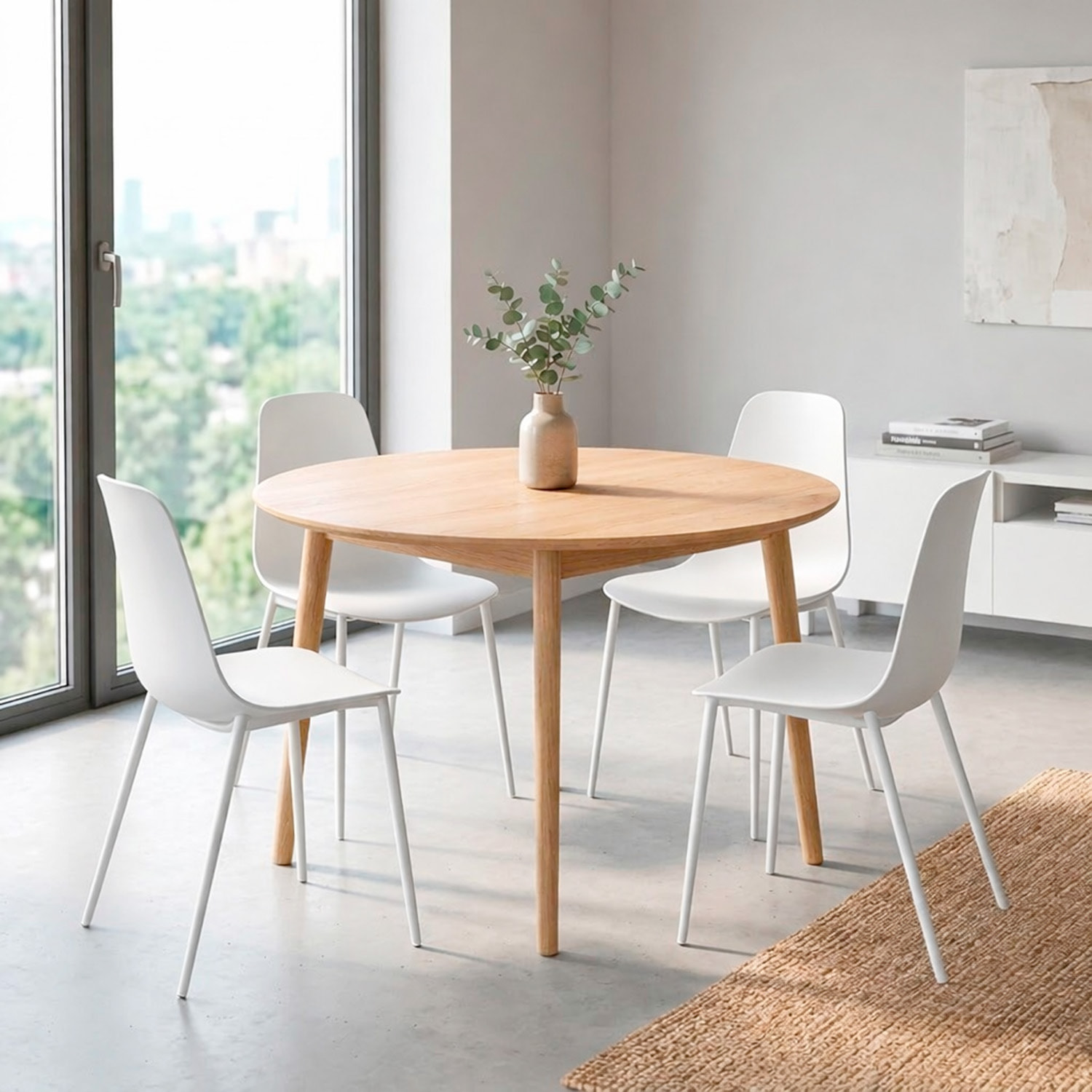 Set 4 Sedie Moderne Con Schienale Ergonomico In Polipropilene E Gambe In Metallo Cucina Sala Da Pranzo Soggiorno 87 x 53 x 49 Cm  Bianco