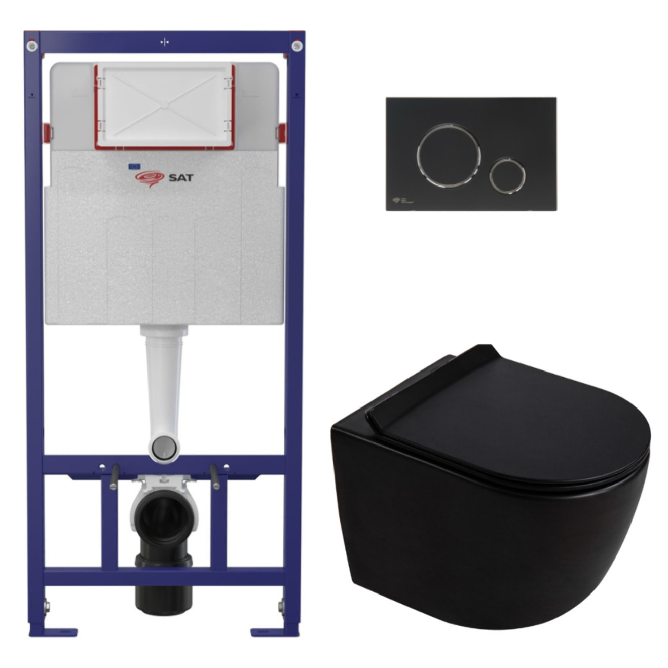 Pack WC bâti-support + WC suspendu sans bride Ceramia PixL avec abattant SoftClose + plaque (STECEPXBMT02-FR)