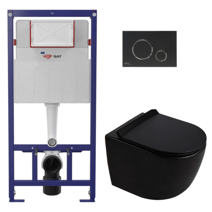 Pack WC bâti-support + WC suspendu sans bride Ceramia PixL avec abattant SoftClose + plaque (STECEPXBMT02-FR)