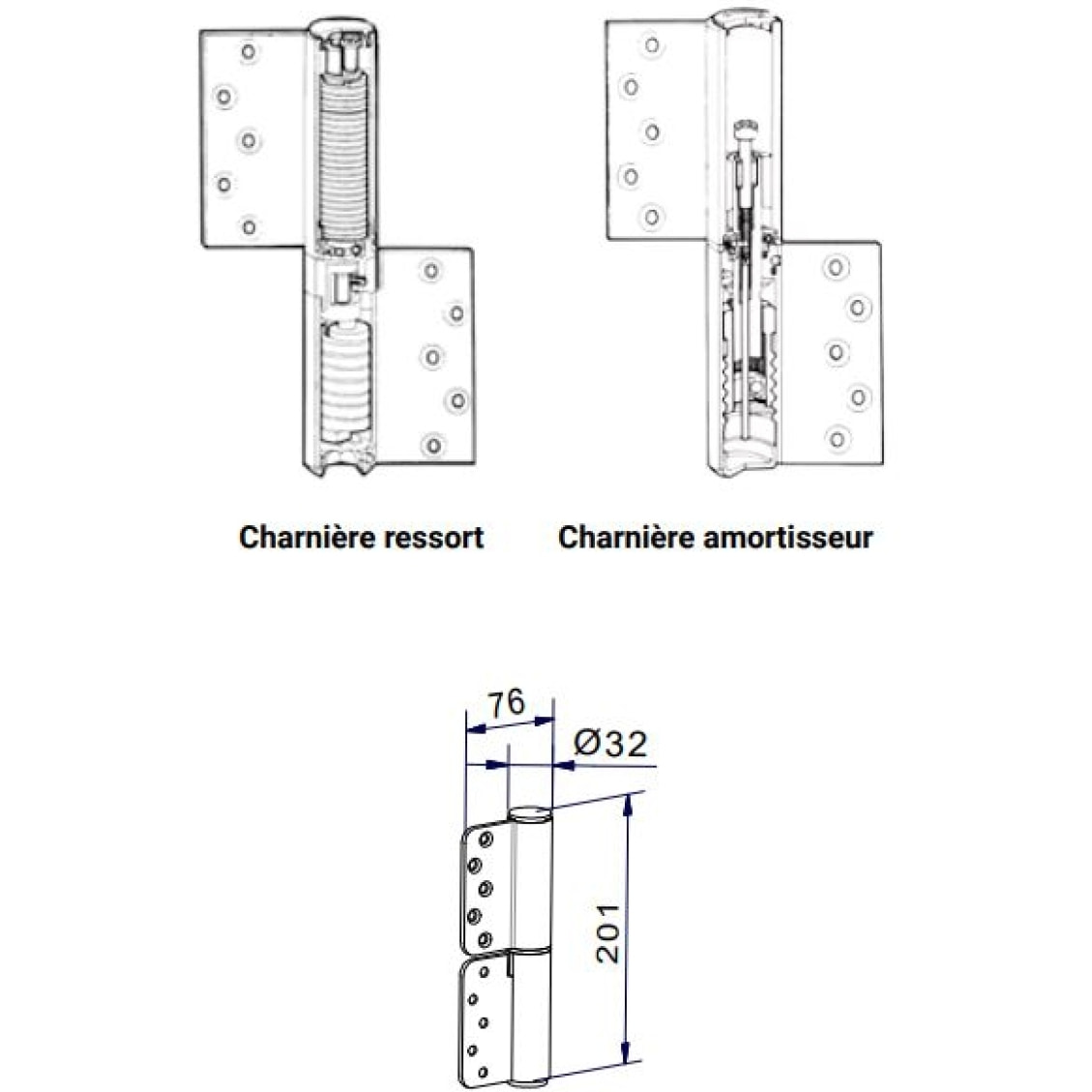 Charnière DENSEI 113 SEVAX - Droite sans arrêt - WA758108X