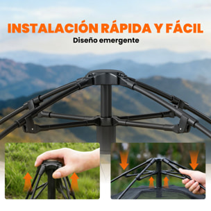Tienda de Campaña Pop-up para 2-3 Personas, Tienda de Camping Plegable Portátil, Impermeable 3000 mm con 3 Ventanas, 3 Claraboyas, Base, Bolsa Transporte para Senderismo 235x235x184 cm, Caqui