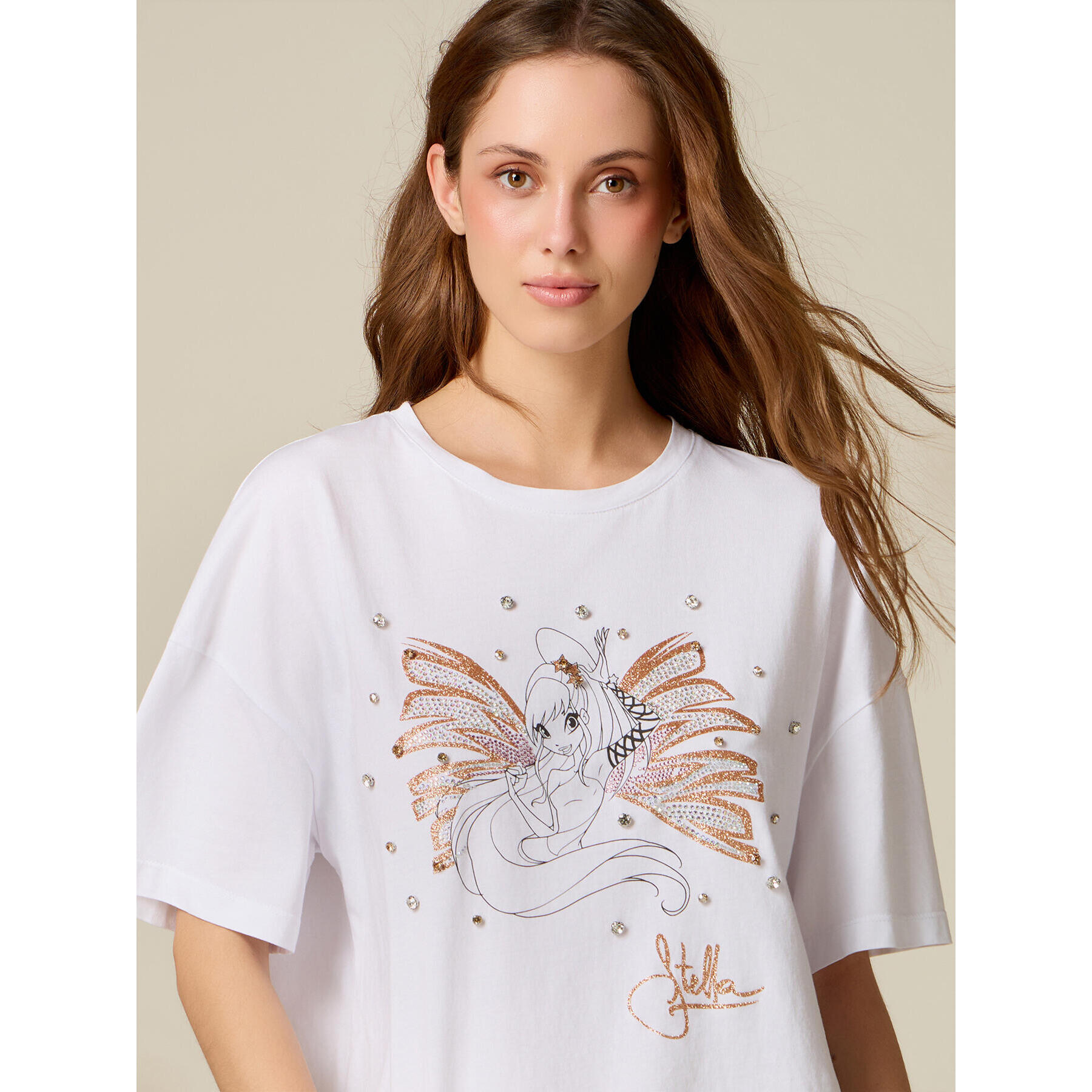 Oltre - T-shirt Winx con stampa e paillettes - Bianco