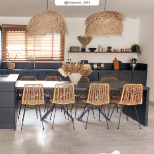 Lot de 2 chaises en rotin naturel et pieds en métal - Tamara