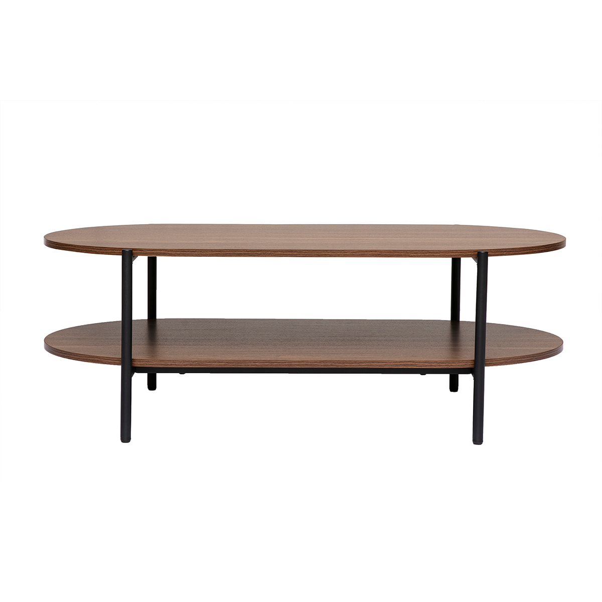 Table basse ovale finition bois foncé noyer et métal L115 cm BRUNA