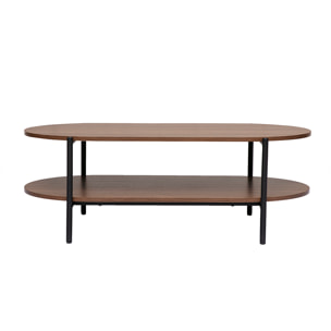Table basse ovale finition bois foncé noyer et métal L115 cm BRUNA