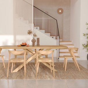 Chaise en bois d'hévéa clair, dossier courbé - Vega