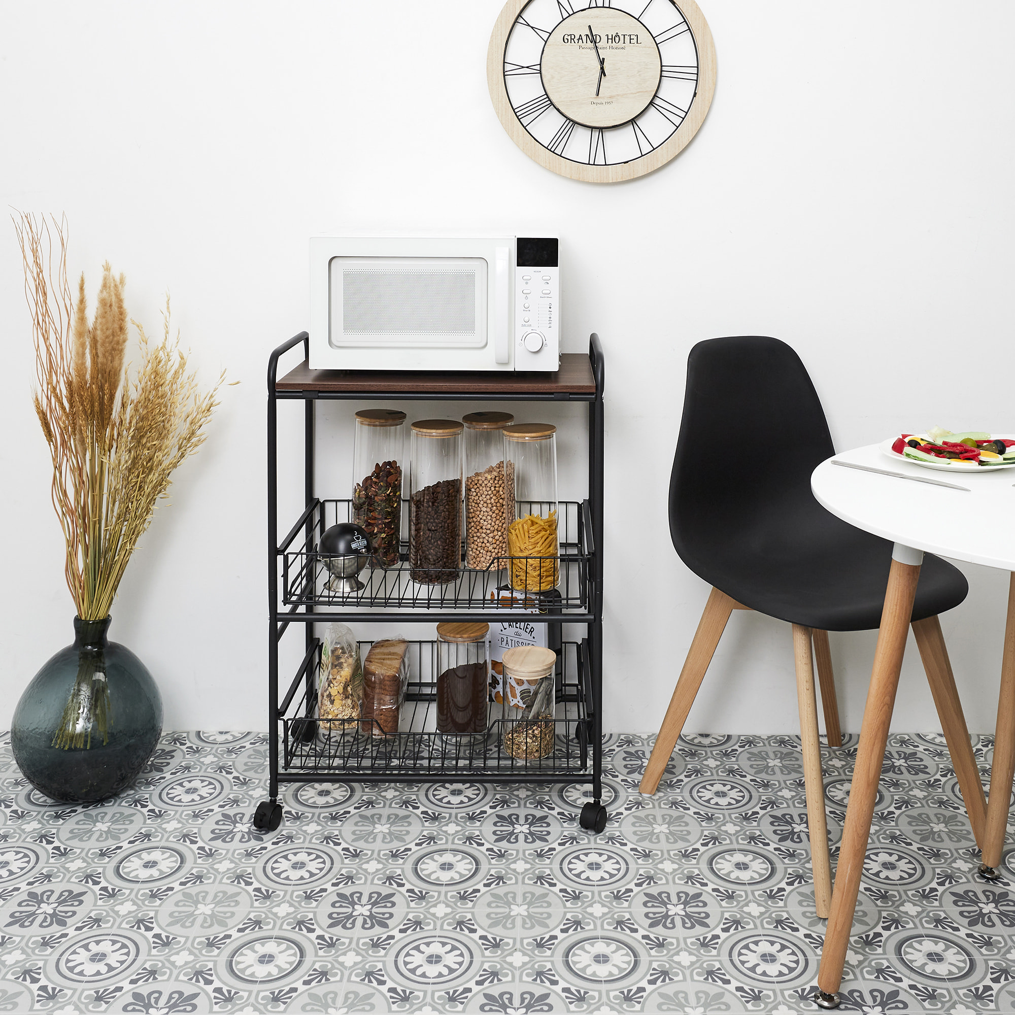 Desserte Avec Roulettes Etagere Et 2 Tiroirs