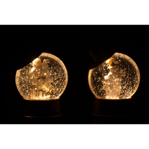 J-Line suspension Boule À Neige Bonhomme De Neige + Père Noël - plastique - blanc - 2 pcs