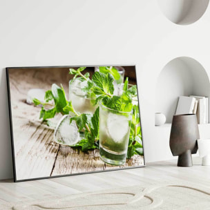 Affiche encadrée mojito frais à la menthe Affiche + cadre en métal - Noir