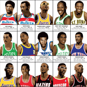 Affiche 50 x 70 cm - Legendary Basketball Players - Olivier Bourdereau