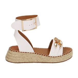 Sandalias con maxi cadena blancas, plataforma de 4,5 cm