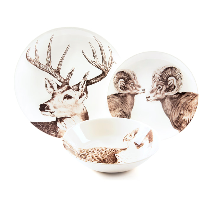 Set 3 Assiettes Excelsa – Faune & Flore, Céramique Multicolore