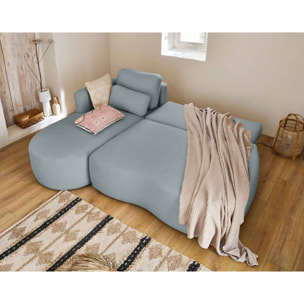 Mahina - canapé d'angle gauche - 4 places - convertible avec coffre - en tissu bouclette - Vert