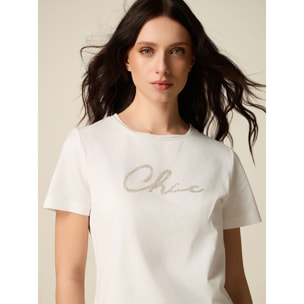 Oltre - T-shirt con ricamo lettering - Bianco