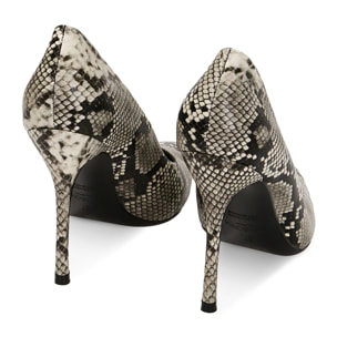 Décolleté stampa pitone, tacco 10,5 cm