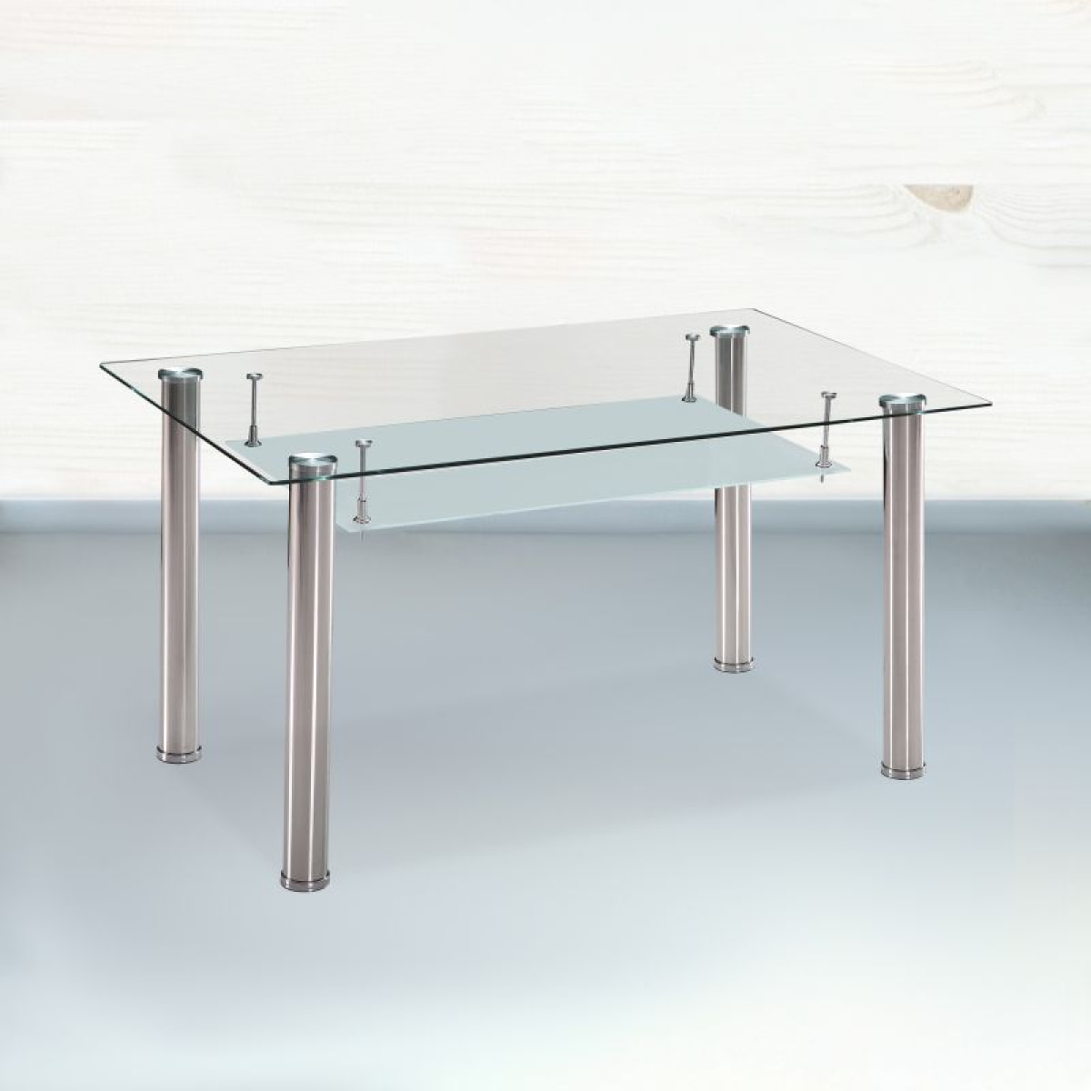 Mesa de comedor Tyra Cristal - Cromo