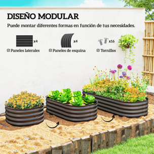 Jardinera Exterior Grande de Acero Galvanizado, Huerto Urbano para Cultivar Plantas, Macetero Exterior con Bordes de Seguridad, Fácil Montaje, Resistente a la Intemperie, 150x62x30 cm, Gris