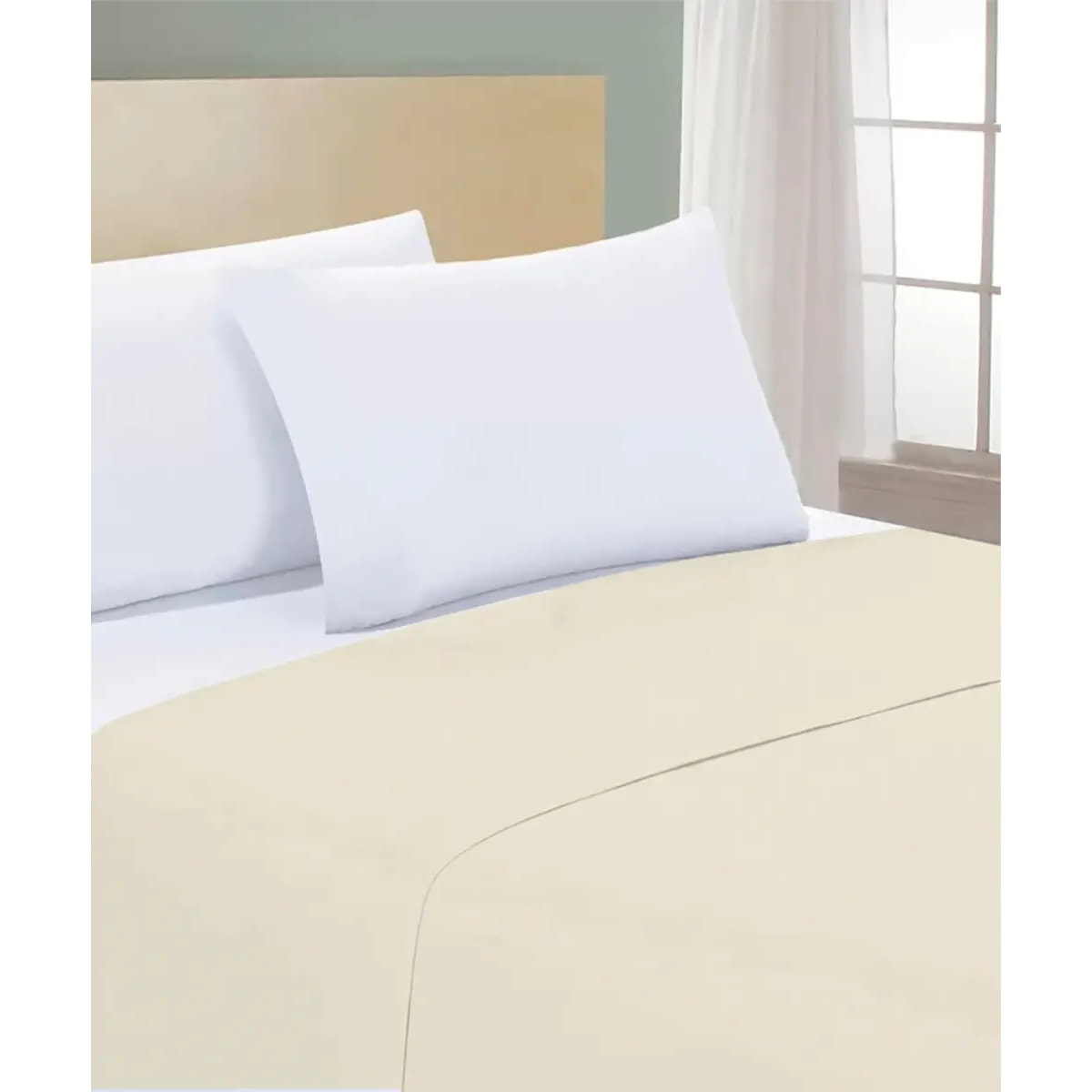 Lenzuolo superiore PERCALLE BEIGE tinta unita per letto matrimoniale 100% Percalle di Cotone e Made in Italy