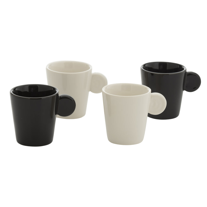 J-Line tasse Anse - céramique - noir/blanc - boîte de 4