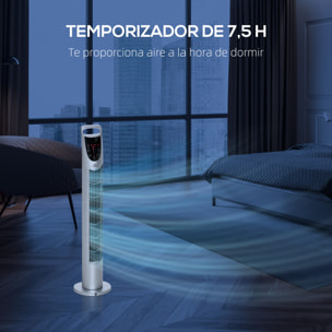 Ventilador de Torre Ventilador Vertical 40W con Mando a Distancia 3 Velocidades Temporizador 7,5h Oscilante 70° ÃƒËœ18x78,5 cm Plata