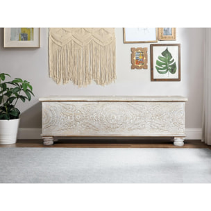 Baúle de Madera Maciza de Mango 150 Cm Estilo Rústico Étnico