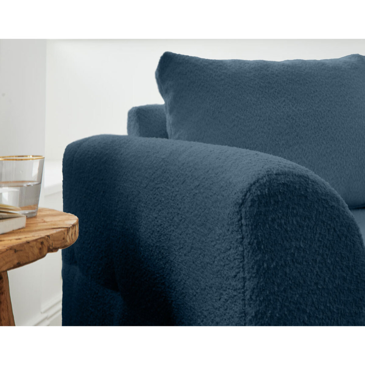 Rune - fauteuil - en tissu bouclette - Bleu nuit